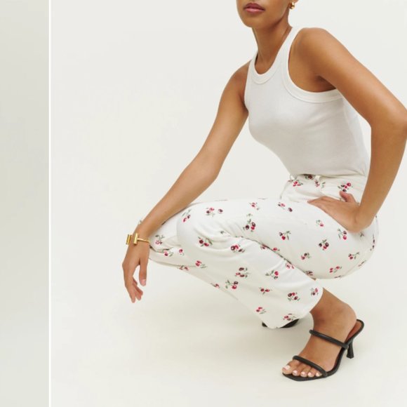 Reformation Embroidered High Rise Straight Jeans NWT - Picture 2 of 4